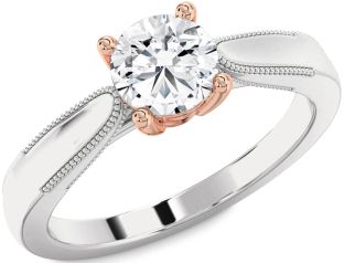 Diamond White Rose Gold Round Solitaire Engagement Ring