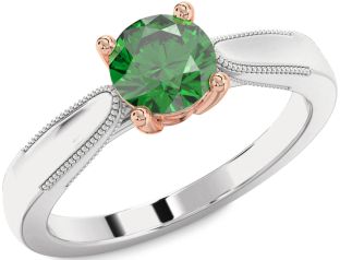 Emerald Platinum & Rose Gold Round Solitaire Engagement Ring