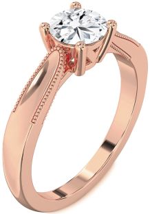 Diamond Rose Gold Round Vintage Engagement Ring