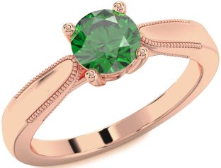 Emerald Rose Gold Round Solitaire Engagement Ring