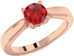 Ruby Rose Gold Round Solitaire Engagement Ring