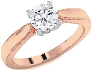 Diamond White Rose Gold Round Solitaire Engagement Ring