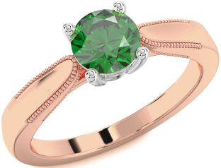 Emerald White Rose Gold Round Solitaire Engagement Ring
