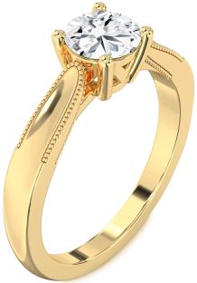 Diamond Gold Round Vintage Engagement Ring