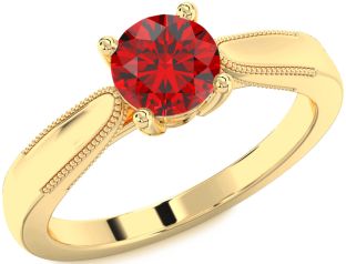 Ruby Gold Round Solitaire Engagement Ring