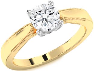 Diamond White Yellow Gold Round Solitaire Engagement Ring