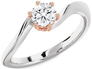 Diamond White Rose Gold Round Solitaire Engagement Ring