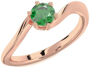 Emerald Rose Gold Round Solitaire Engagement Ring