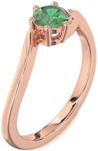 Emerald Rose Gold Round Solitaire Engagement Ring