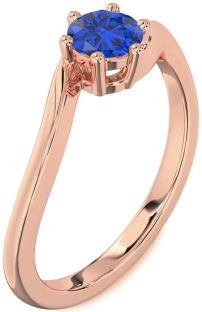 Blue Sapphire Rose Gold Round Solitaire Engagement Ring