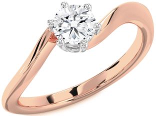 Diamond White Rose Gold Round Solitaire Engagement Ring