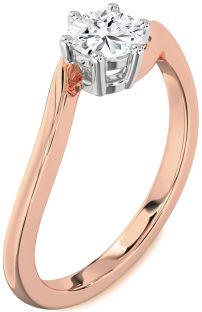 Diamond Platinum & Rose Gold Round Solitaire Engagement Ring