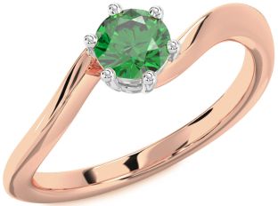 Emerald White Rose Gold Round Solitaire Engagement Ring