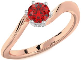 Ruby White Rose Gold Round Solitaire Engagement Ring