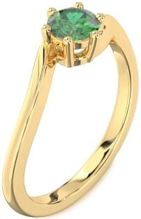 Emerald Gold Round Solitaire Engagement Ring