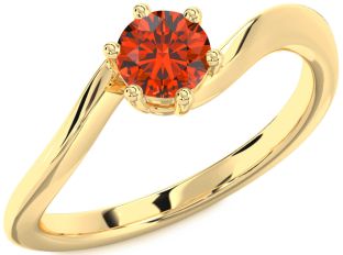 Fire Opal Gold Round Solitaire Engagement Ring