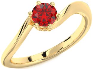 Ruby Gold Round Solitaire Engagement Ring