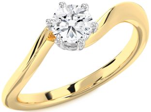 Diamond White Yellow Gold Round Solitaire Engagement Ring