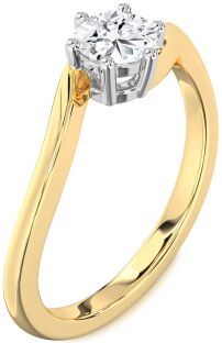 Diamond White Yellow Gold Round Solitaire Engagement Ring