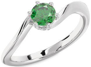 Emerald White Gold Round Solitaire Engagement Ring