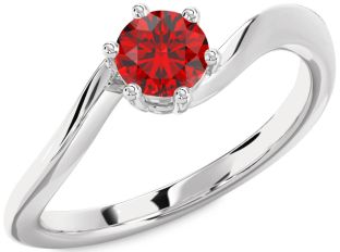 Ruby White Gold Round Solitaire Engagement Ring