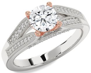 Diamond White Rose Gold Round Solitaire Engagement Ring