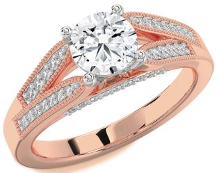 Diamond White Rose Gold Round Solitaire Engagement Ring