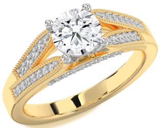 Diamond White Yellow Gold Round Solitaire Engagement Ring