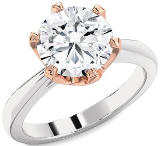 Diamond White Rose Gold Round Solitaire Engagement Ring