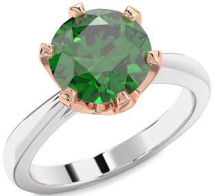 Emerald White Rose Gold Round Solitaire Engagement Ring
