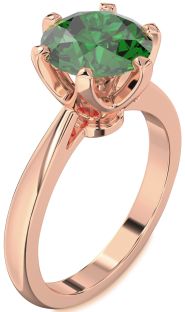 Emerald Rose Gold Round Solitaire Engagement Ring