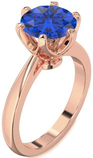 Blue Sapphire Rose Gold Round Solitaire Engagement Ring