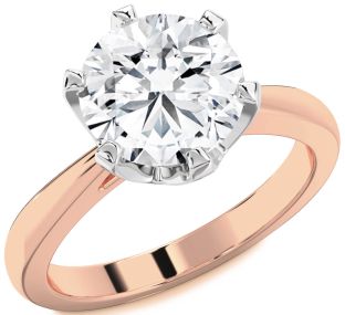 Diamond White Rose Gold Round Solitaire Engagement Ring
