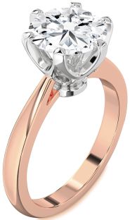 Diamond Platinum & Rose Gold Round Solitaire Engagement Ring