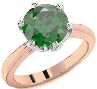 Emerald White Rose Gold Round Solitaire Engagement Ring