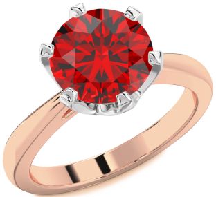 Ruby White Rose Gold Round Solitaire Engagement Ring