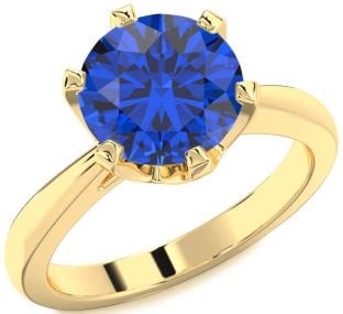 Blue Sapphire Gold Round Solitaire Engagement Ring