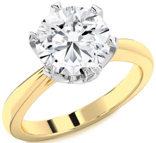 Diamond White Yellow Gold Round Solitaire Engagement Ring