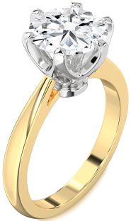 Diamond White Yellow Gold Round Solitaire Engagement Ring