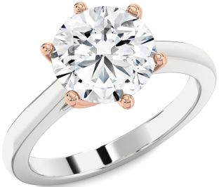 Diamond White Rose Gold Round Solitaire Engagement Ring