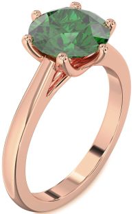 Emerald Rose Gold Round Solitaire Engagement Ring