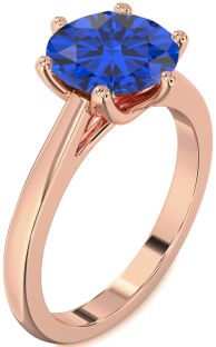 Blue Sapphire Rose Gold Round Solitaire Engagement Ring