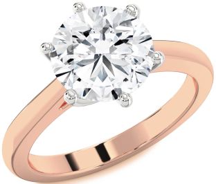 Diamond White Rose Gold Round Solitaire Engagement Ring