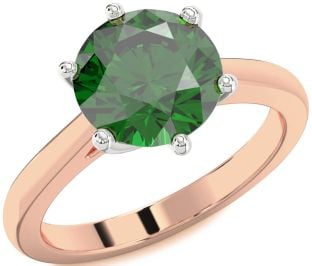 Emerald White Rose Gold Round Solitaire Engagement Ring