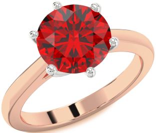 Ruby White Rose Gold Round Solitaire Engagement Ring