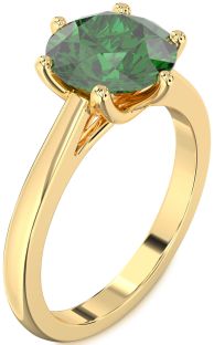 Emerald Gold Round Solitaire Engagement Ring