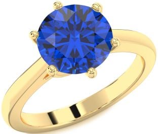Blue Sapphire Gold Round Solitaire Engagement Ring