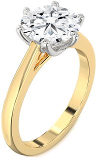Diamond White Yellow Gold Round Solitaire Engagement Ring