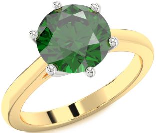 Emerald White Yellow Gold Round Solitaire Engagement Ring