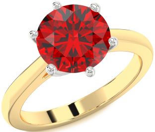 Ruby White Yellow Gold Round Solitaire Engagement Ring